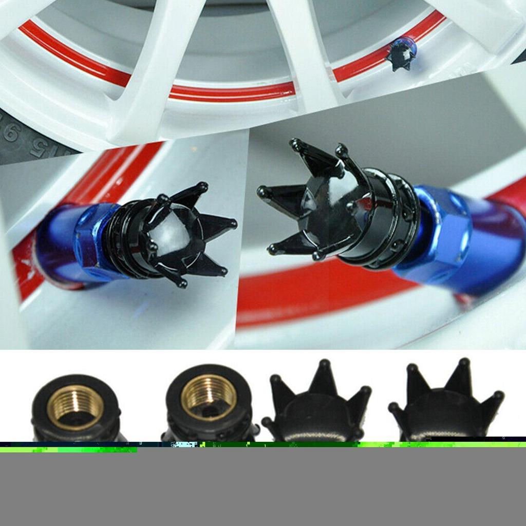 Wheel Tire Valve Caps Cover Silver Crown BLACK Diamond Dust Motorcycle Truck Bicycle Air Tyre Cover Q6H1 Stem Caps Car Valv P9S0
