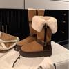 Long Tube and Two-wear Flanged Snow Boots, Piled and Thickened Cotton Boots, Warm Fluffy Cotton Shoes.