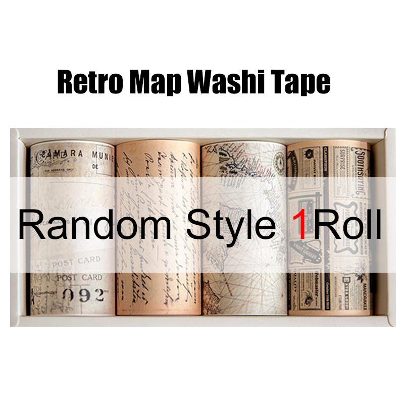 

1-4Roll/Pack Retro Style Map Washi Tapes DIY Self-adhesive Newspaper Map Tape Journal Diary Scrapbooking Decorative Supplies ZYF