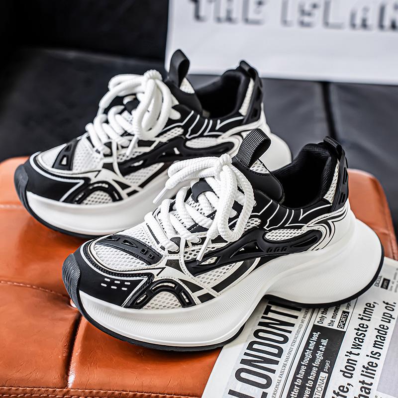 

Новая Мода Мужские Четыре Сезона Удобные Ботинки на Толстой Подошве Студенты Мальчики Тренд Мягкая Подошва Дышащие Повседневные Кроссовки для Бега 43 чёрный/белый