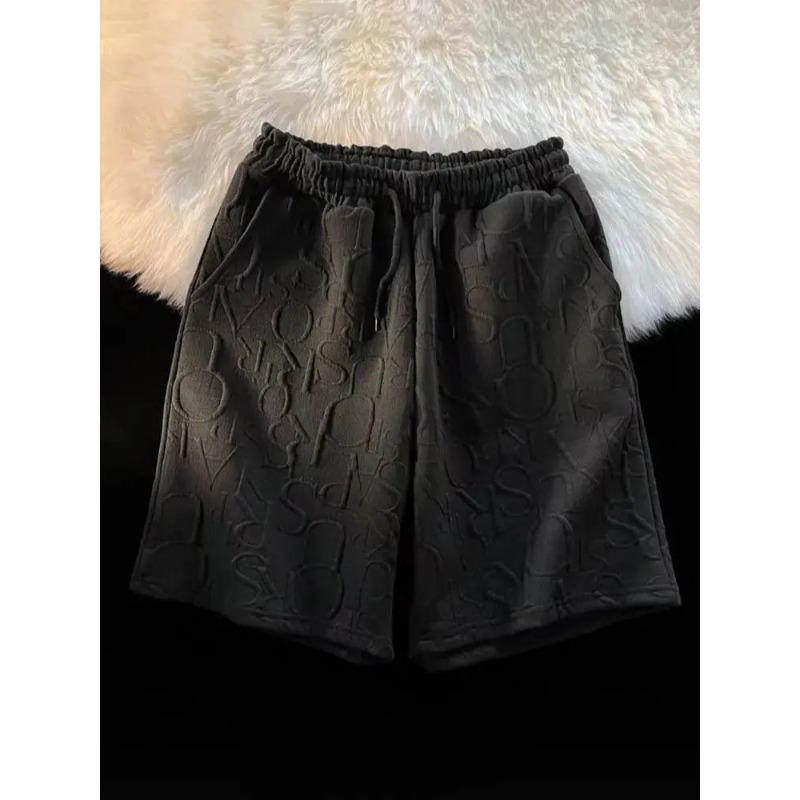 Premium Waffle Casual Shorts Men Sport Loose Wide Leg Running Shorts Letter Beach Baggy Board Cargo Shorts