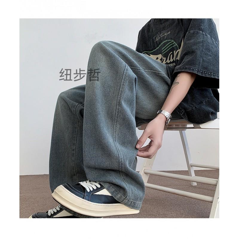 Mens Oversize Straight Leg Jeans Teen Streetwear Vintage Casual Denim Pants