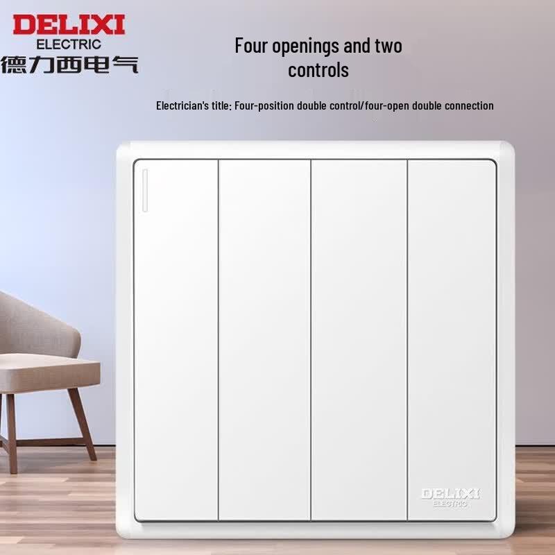 DELIXI CD213 Series 4-Gang 2-Way Wall Switch with Fluorescent Indicator