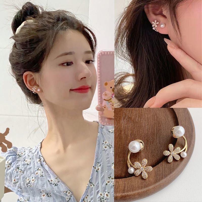 Zhao Lusi Same Pearl Earrings Female Niche Design Flower Earrings Female Fall and Winter 2025 New Arrival Tide Earrings Female