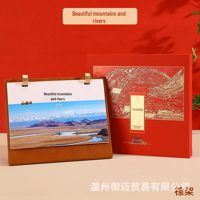 

2026 Premium Leather Desk Calendar - High-End Business Gift, Boxed Office Ornament, Monthly Enterprise Planner 2026