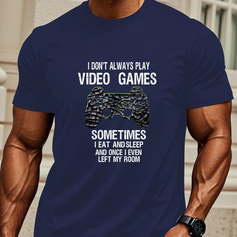 

Video Games Lifestyle Text T-Shirt,Soft Breathable & Fade-Resistant, Classic Fit for Daily Casual Wear XXL темно-синього кольору