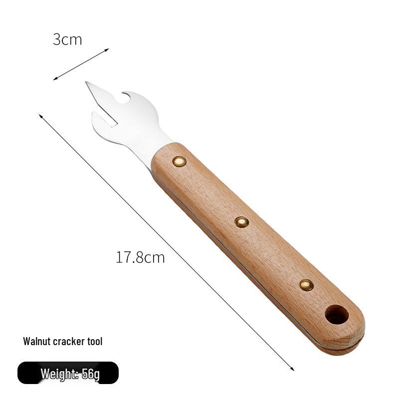Stainless Steel & Wooden Handle Nutcracker - Walnut & Macadamia Tool Wood Handle Clip 304 Stainless Steel
