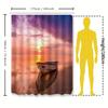 Romantic Sunset Seascape Shower Curtain Rowboat Reflection Bathroom Decor Tranquil Ocean View Colorful Sky Serene Atmosphere