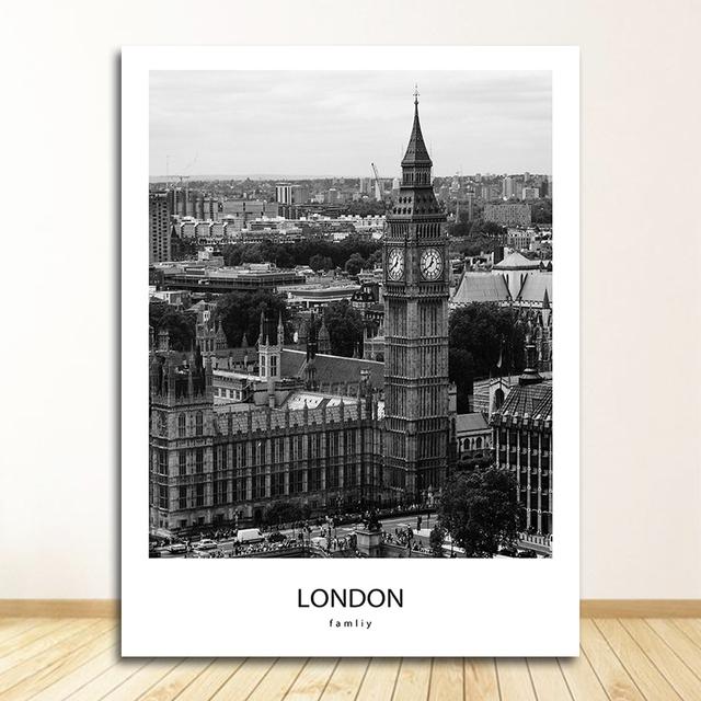 And White Pictures for Living Room Home Decor Modern New York London Paris City Wall Art Landscape Posters and Prints Black