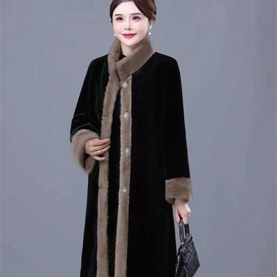 Cappotto di Lusso in Pelliccia Sintetica di Visone per Donne Taglie Forti Moda Invernale Mamma Capispalla Collo Alto Vestibilità Ampia Giacca Elegante