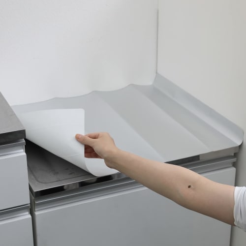 Toyo Aluminum Gas Stovetop Stain Prevention Mat, 55cm x 70cm, Set of 2, Antibacterial, Silver, for Under-the-Stove Use, S2334