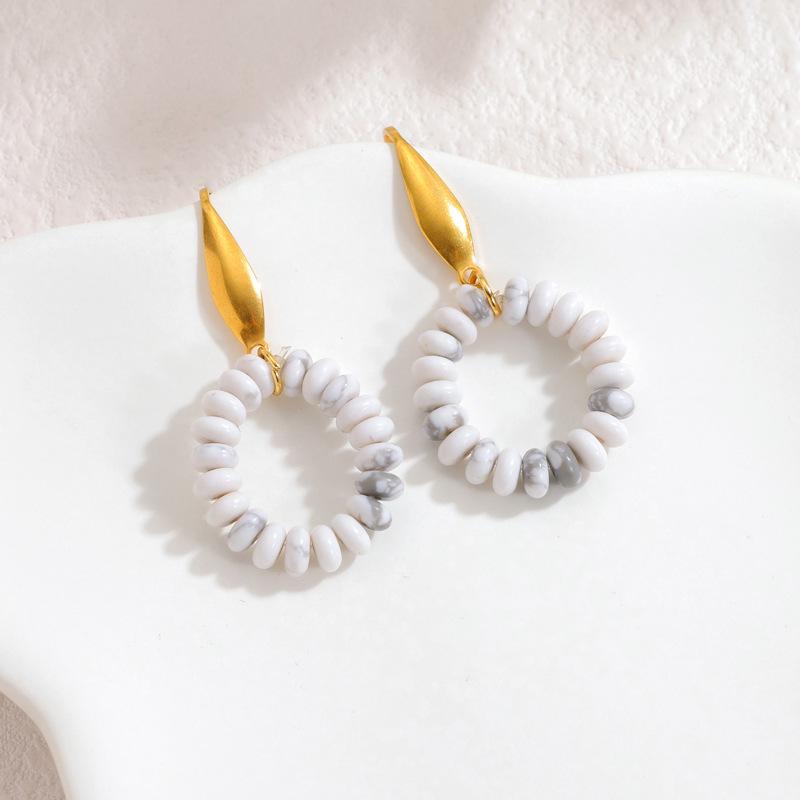 Стильные серьги-кольца из нержавеющей стали с бисером ручной работы - Женские геометрические серьги