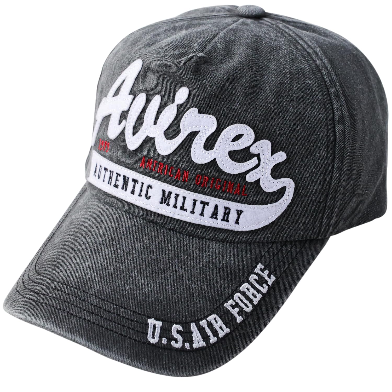 

Avirex Military Felt Pigment American Casual Summer Baseball 067 Men s Cap, Low-Profile Cap, Embroidered, Style, Cap, Black,