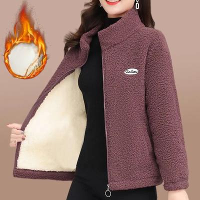 Herfst/winter Nieuwe Stijl Lamswollen Jas Voor Middelbare Oudere Vrouwen Fleece Gevoerde Dikke Katoenen Jas Modieuze Jas