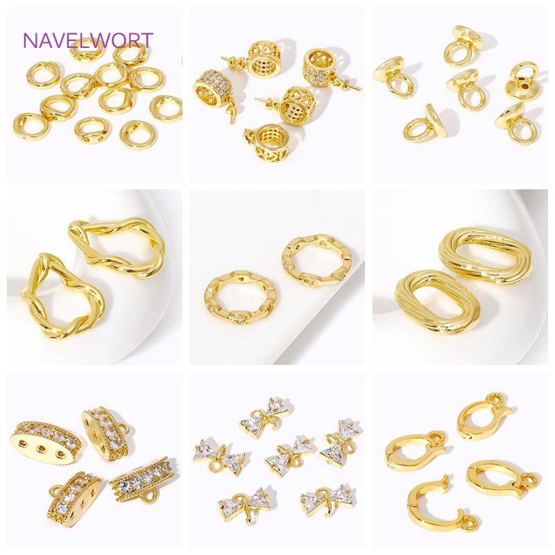 18K Gold Plated Brass Double Hole Connector Rings,End Bead Tip,For Jewelry Making Supplies DIY Pearl Bracelet Necklace Accessory