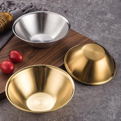 Koreanische goldene Edelstahlsalat-, Suppen-, Obst-, Dessert-, Nudel-, Ramen-Schüsseln, Lebensmittelbehälter, Geschirr, Küchenutensilien