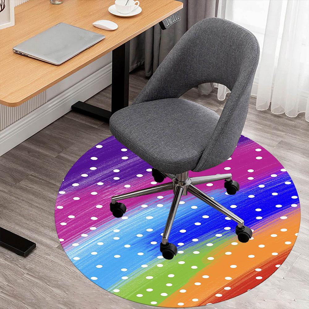 

1 шт. Коврик для стула Круглый Коврик для пола в горошек Радужный - Нескользящий, Коврик для пола для офиса, спальни и декора помещений -1002165 80cm by 80cm