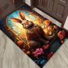Enchanted Rabbit Floral Rug for Fantasy FansMagical Forest DecorCozy Living RoomArea Rugs Anti slip carpet can be machine washed