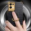 Für Oppo Reno8 Pro 5G (Globale Version) Handyhülle aus Krokodiltextur-Leder, beschichtetem TPU, 6D galvanisierte Abdeckung mit Ring-Ständer
