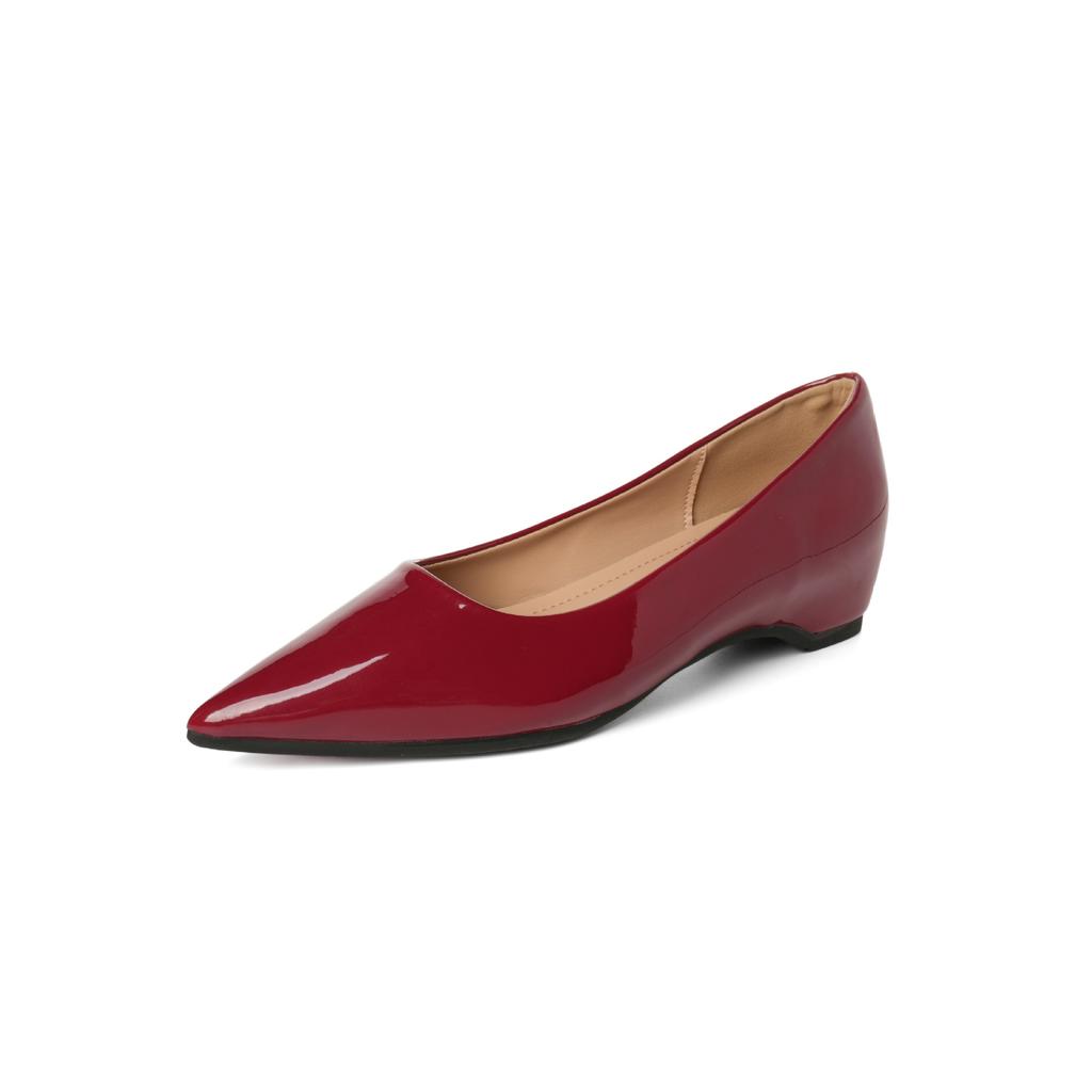 Nude Inner Height Increase Low Heel Single Shoes Women's Spring New Pointed Head Shallow Mouth Patent Leather Flat Bottom Professional Work Shoe List
