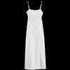 2024 Summer New Honeycomb Plaid Stretch Chest Linen Blended Split White Suspender Dress 3194729