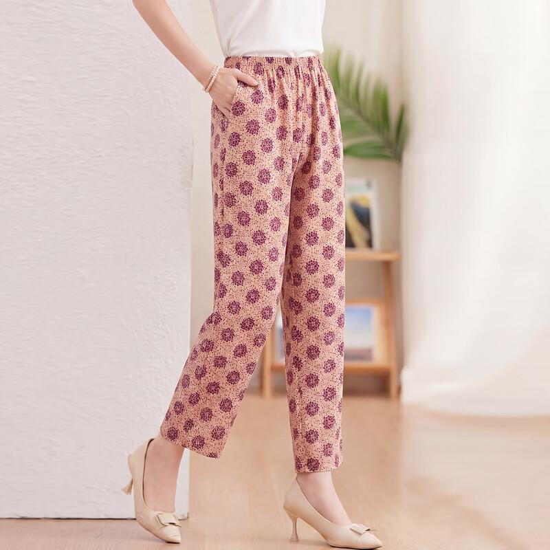 Haoyi Women's Mid-Aged Summer Straight-Leg Casual Pants