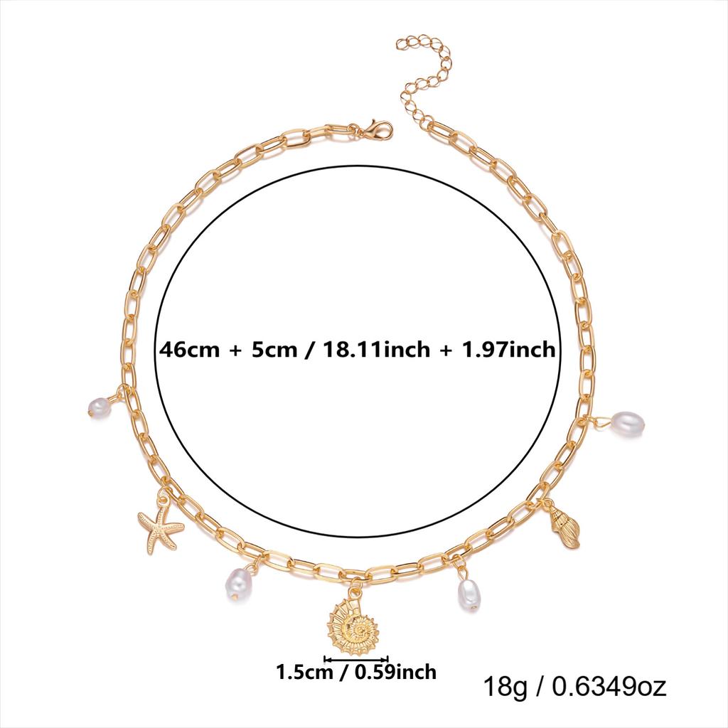 New Starfish Conch Pearl Pendant Necklace for Women Fashionable Casual Summer Beach Versatile Necklace