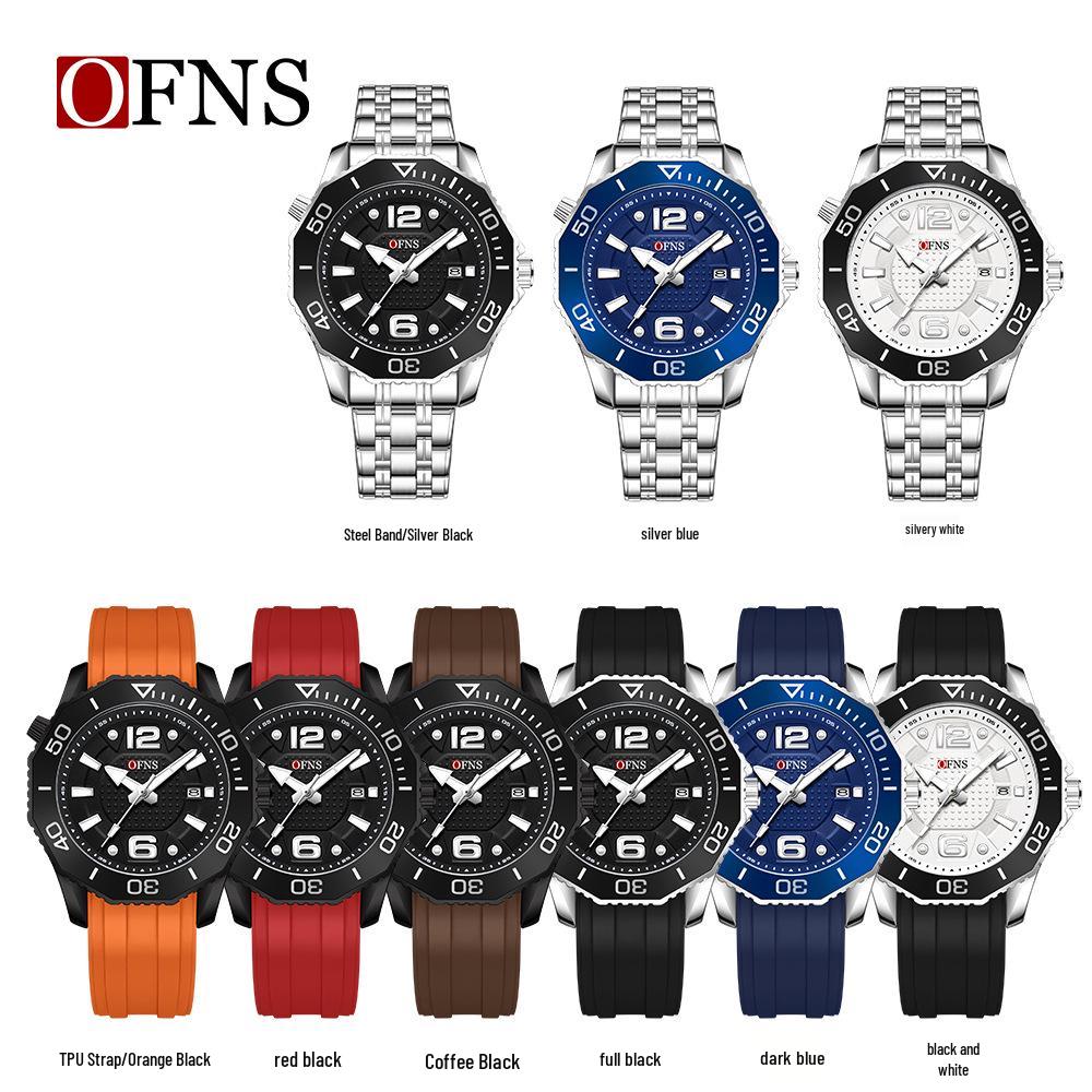Oufanni Men's Rotating Bezel Quartz Watch - Waterproof, Douyin Style, High-Value with Single Calendar