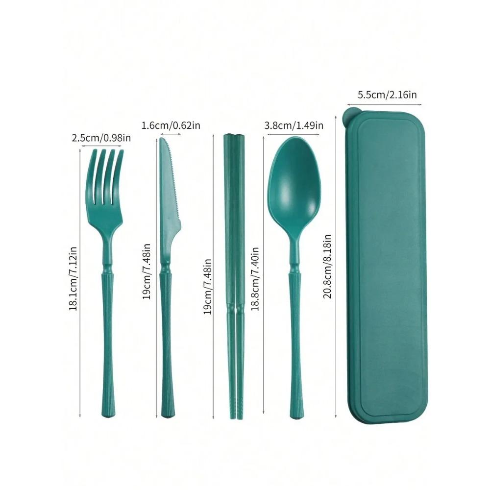 1pcs Knife, fork, spoon and chopsticks plastic tableware set, reusable, suitable for picnics, camping, and student supplies