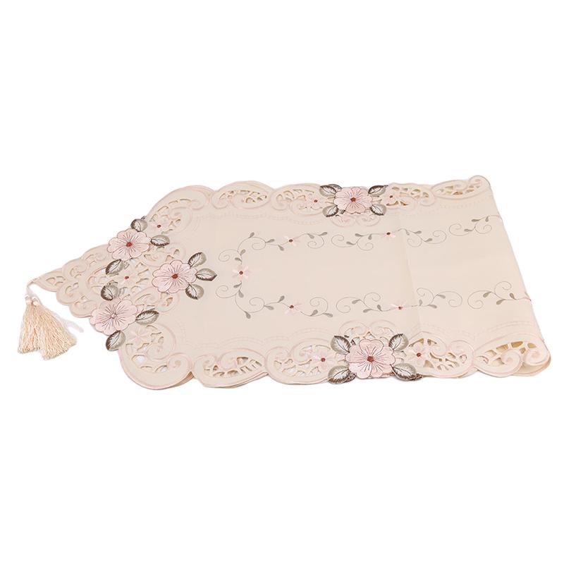 Pastoral Embroidery Hollow Flower Table Runner Mat Embroidered Floral Cutwork Tablecloth Covers Rectangle Flower Table Runners