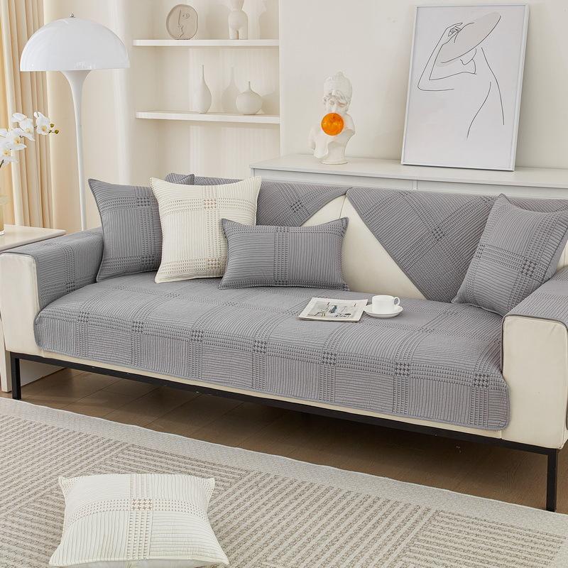 Sofakissen 100% Baumwolle, Universell für alle Jahreszeiten, Rutschfestes Sitzkissen aus 100% Baumwollstoff, Schlichter moderner Sofabezug aus schlichtem Leder