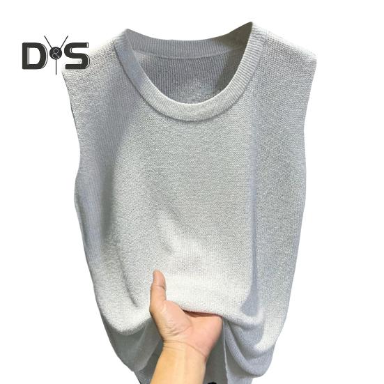 

Женские топы-безрукавки с круглым вырезом, без рукавов, однотонные, свободного кроя, из ледяного шелка, дышащие, универсальные, жилеты белый