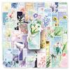 51pcs Floral Doodle Bookmark Stickers - English Labels for Decoration & Journals