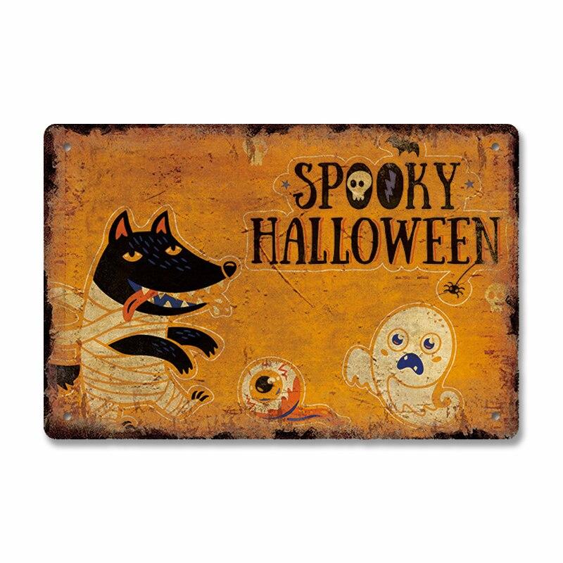 Vintage Halloween Trick or Treat Party Poster Tin Signs  Metal Plate Wall Decor for Cafe Bar Pub  Perfect Halloween Gift