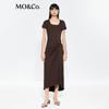 MO&Co. Women's Deconstructed Twist High-Waist Short-Sleeve Long Dress