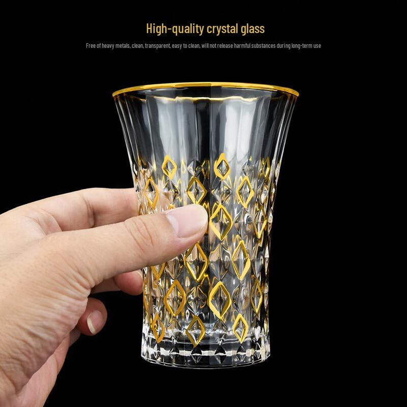 Light Luxury Gold-Trimmed Crystal Whiskey Glass