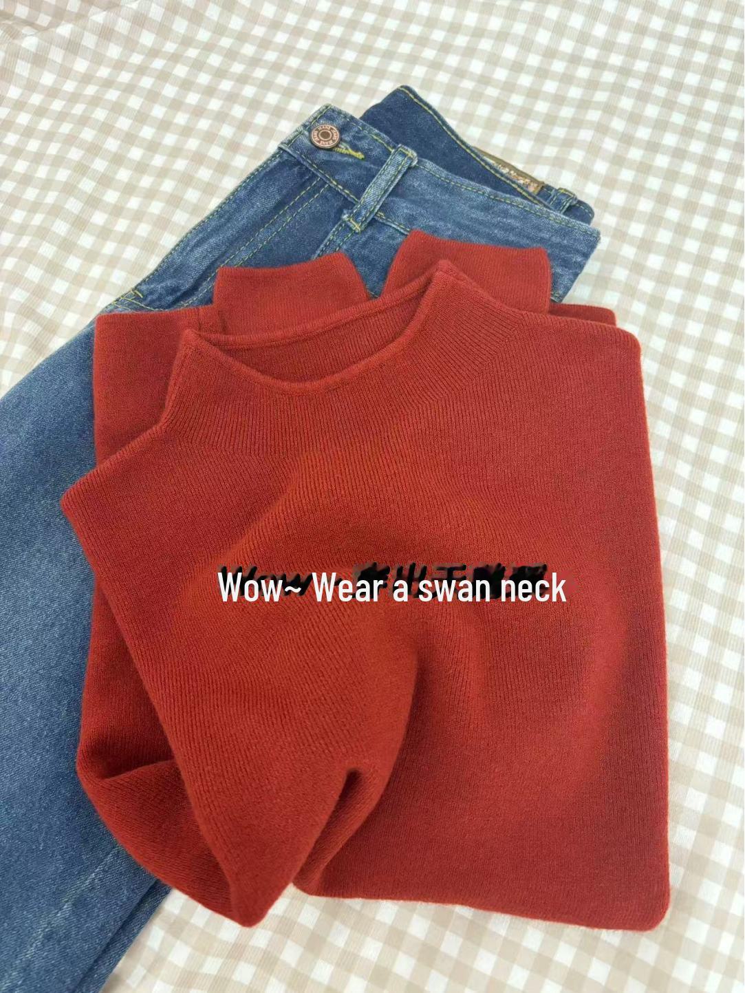 

Женский универсальный трикотажный топ весна-лето 2025 с воротником-стойкой - свитер в корейском стиле Medium