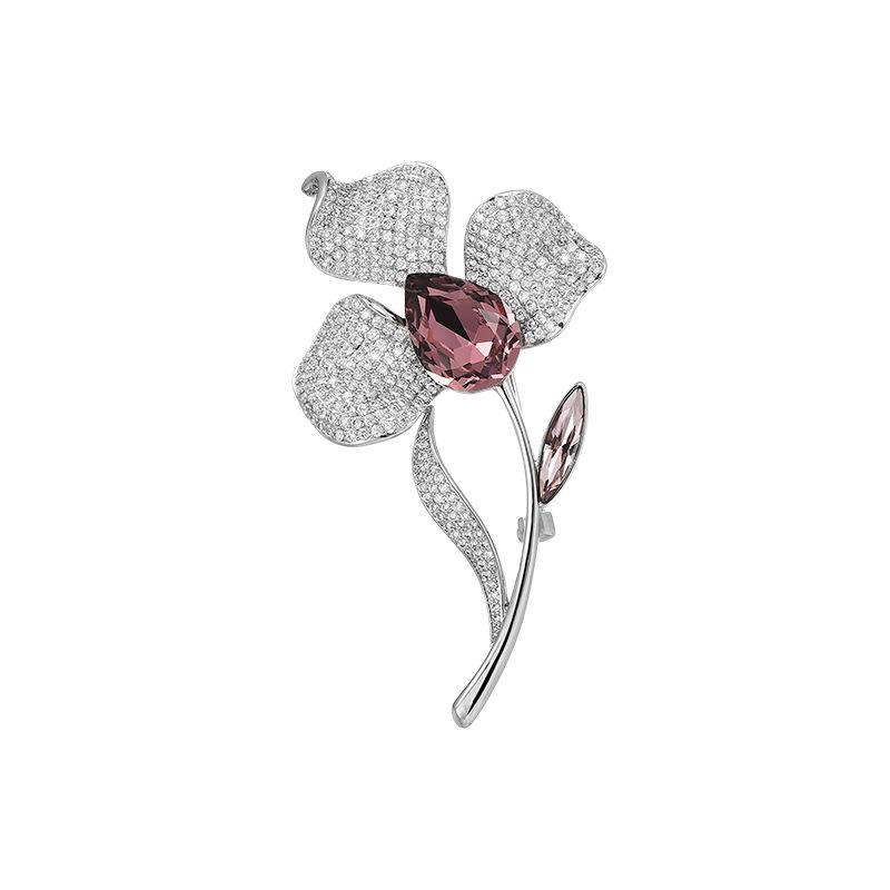 Luxury Atmosphere Zircon Orchid Brooch Women's High-end Fashion Exquisite Personality Temperament Coat Cardigan Brooch