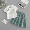 Kız Çocuk Yabancı Stil Retro Çin Stili Hanbok Takımı Küçük Kız Çiğsam Yarım Etek Yaz İki Parça Takım