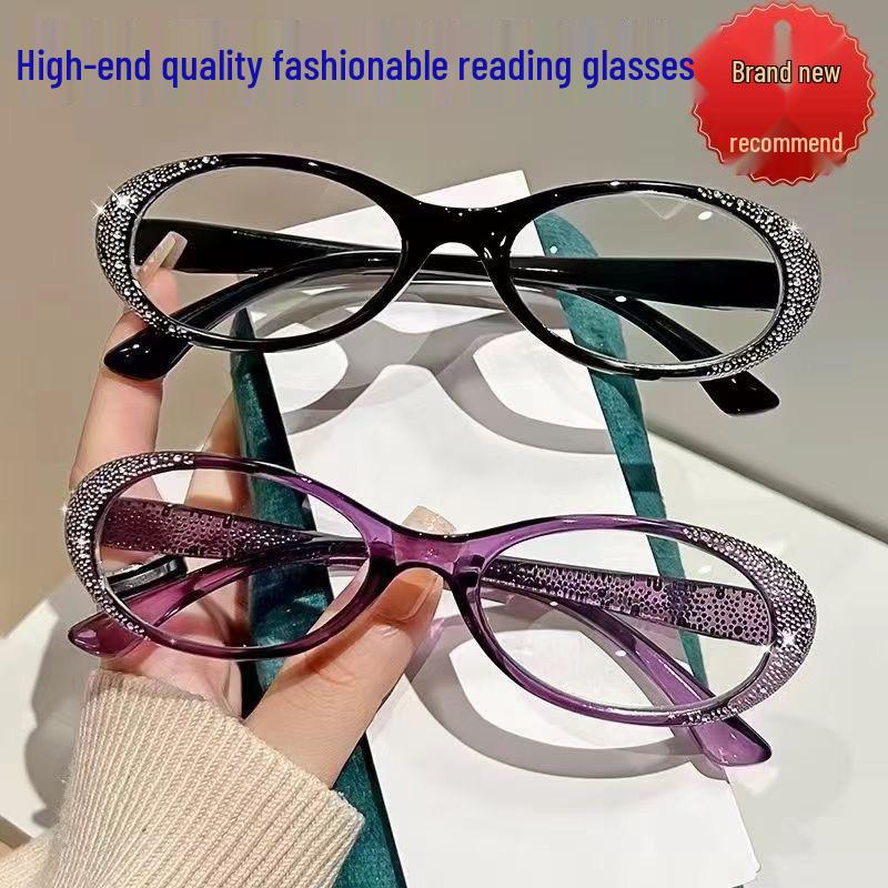 Ultra-Clear Rhinestone Cat-Eye Anti-Blue Light Reading Glasses for Seniors