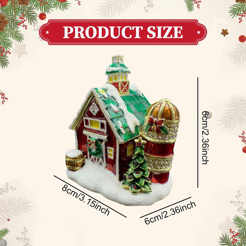 Christmas Village House Figurine Tabletop Decoration Jewelry Box Zinc Alloy Micro