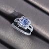 Luxury Micro Paved Zirconia Rings for Women Elegant Engagement Wedding Band Set
