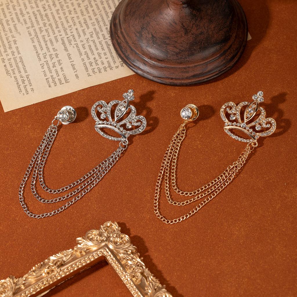 Kronenbrosche, Premium Diamantketten-Kronenbrosche Mode Retro Herrenanzug Zubehör