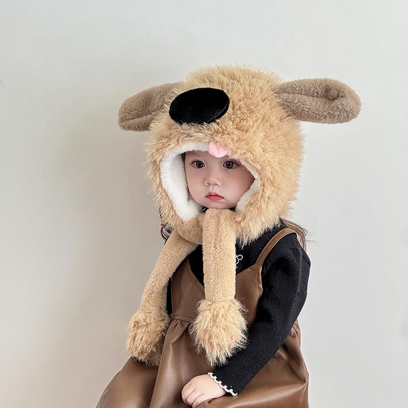 

New Children s Hat Winter Plus Velvet Warm Hat Air Wrapped Outdoor Children s Cute Pudding Dog Plush Ear Protection Hat