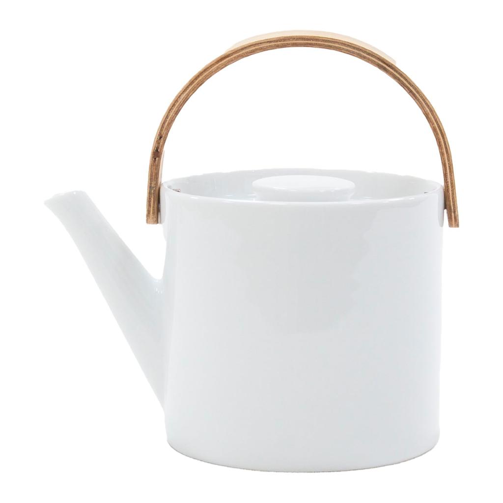 Smith & Shoe Arrosoir Teapot, 500ml, White Black Tea with Strainer, White Porcelain Teapot, Ceramic, Designed by SEBASTIAN CONRAN, LONDON