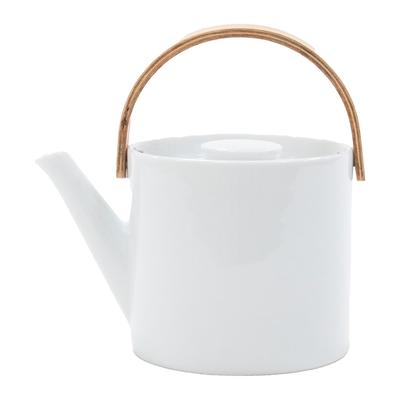 Smith & Shoe Arrosoir White Porcelain Teapot with Strainer, Ceramic Teapot (1L)