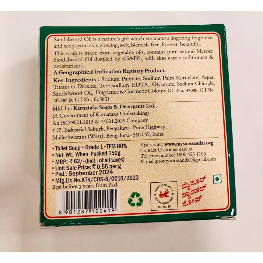Mysore Sandal Soap 600 gm Herbal Natural Sandalwood oil Since 1961 150g X 4 Pack JL186737456791