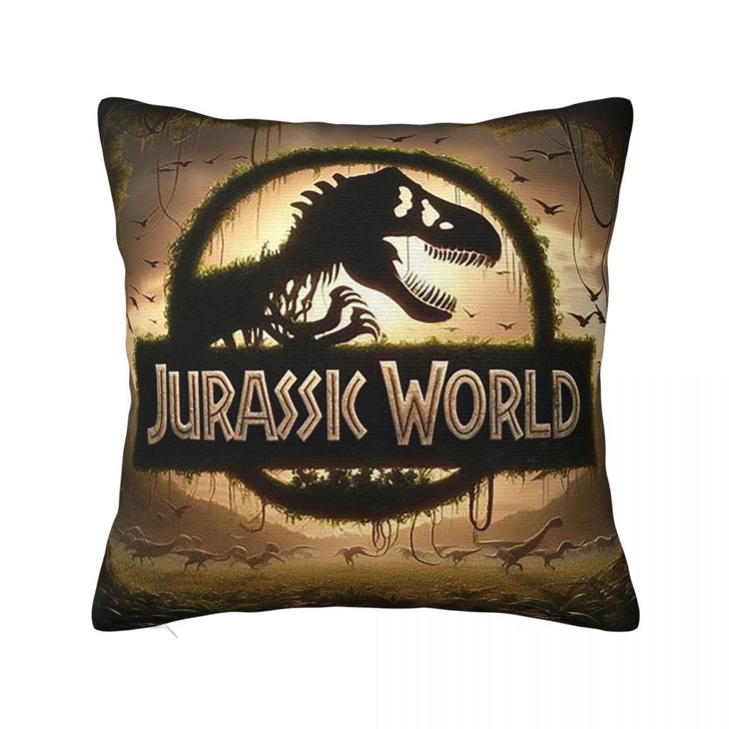 Jurassic Park Dinosaur Print Square Pillowcase Pillow Cover Polyester Cushion Decor Comfort Throw Pillow for Home Car