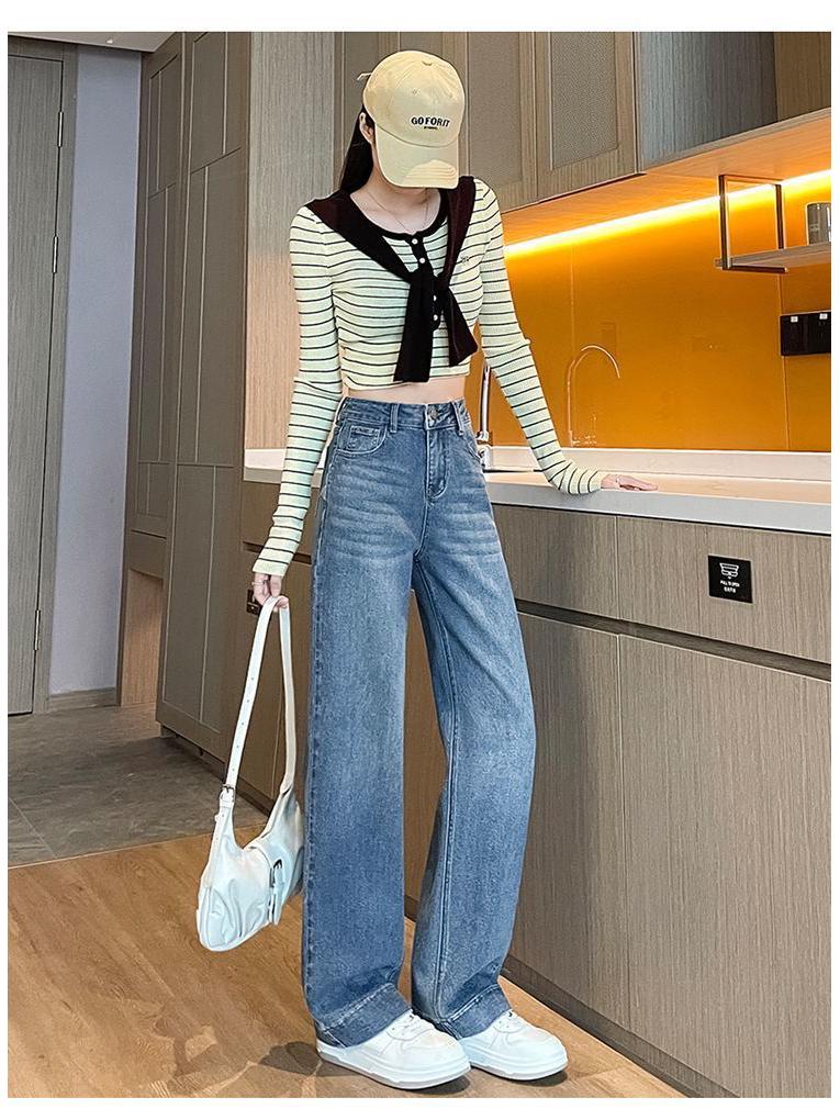 2026 Spring Women's High-Quality Slimming Straight Leg Jeans, Versatile High Waist Long Pants