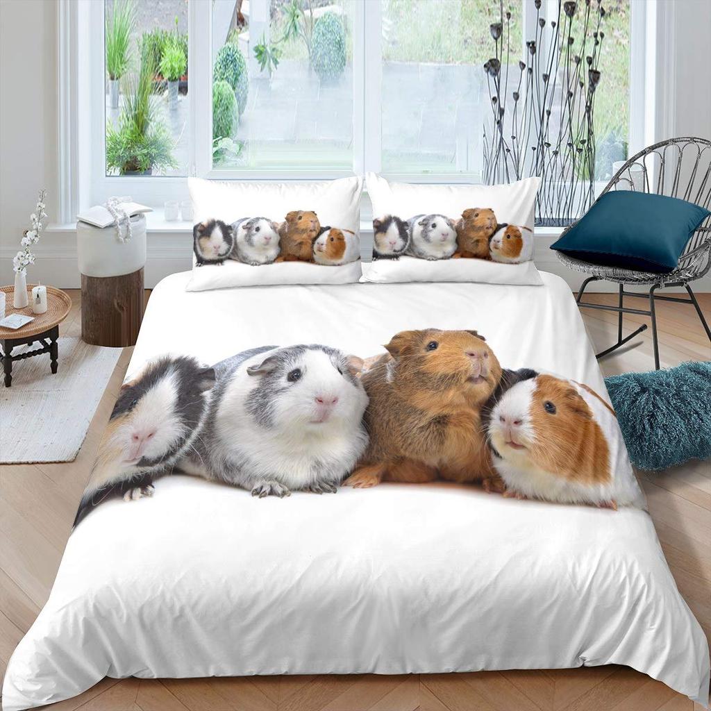 Ložní souprava pro morče Vzor zvířat Povlak na přikrývku pro děti Chlapce Dívku Povlak na přikrývku Kolekce divoké přírody do ložnice 3 ks Plná velikost